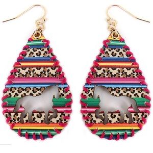 Wild Serape Horse Cut-out Teardrop Earrings